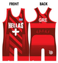 Greece World Team Wrestling Singlet Red