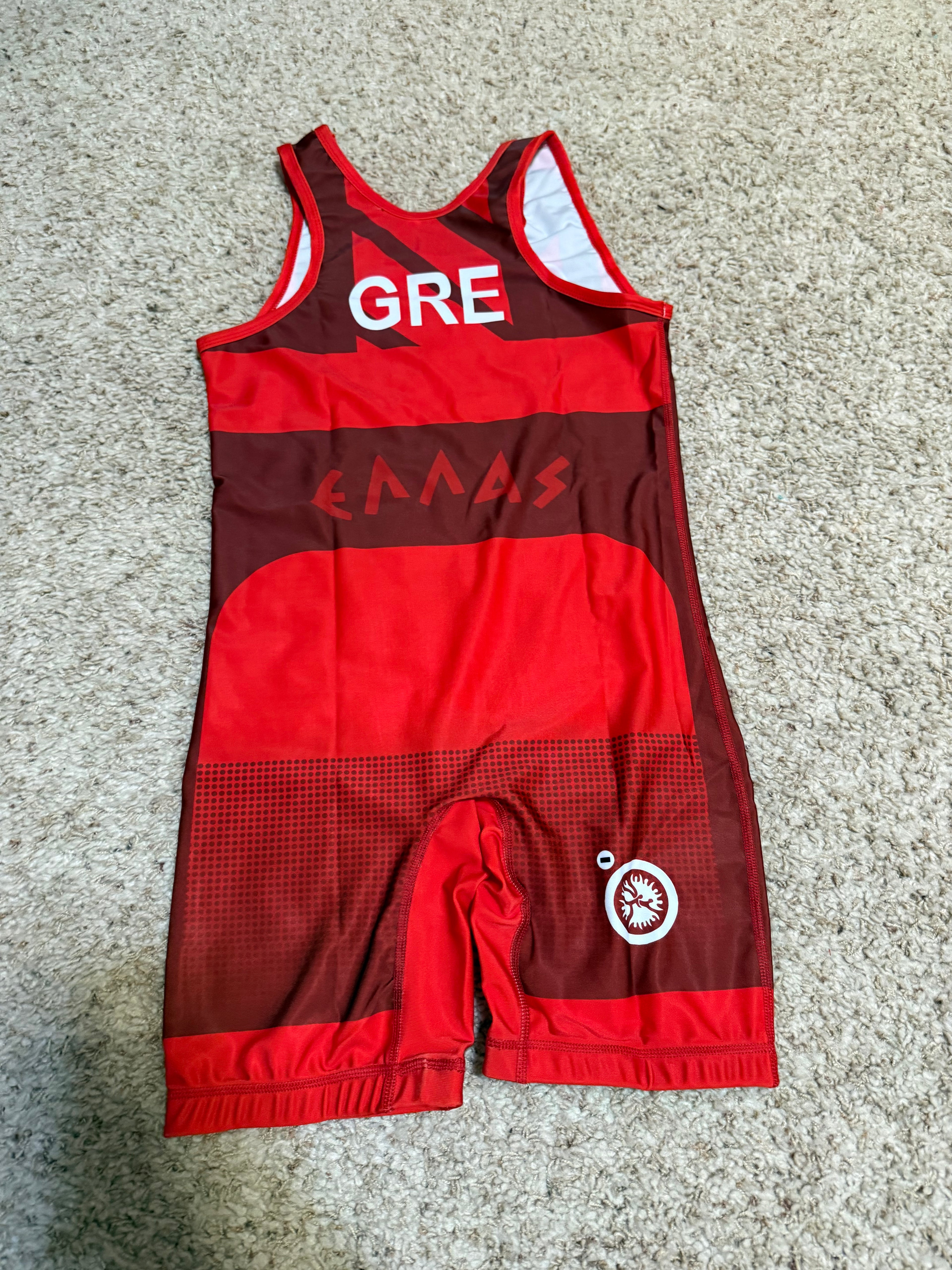 Greece World Team Wrestling Singlet Red