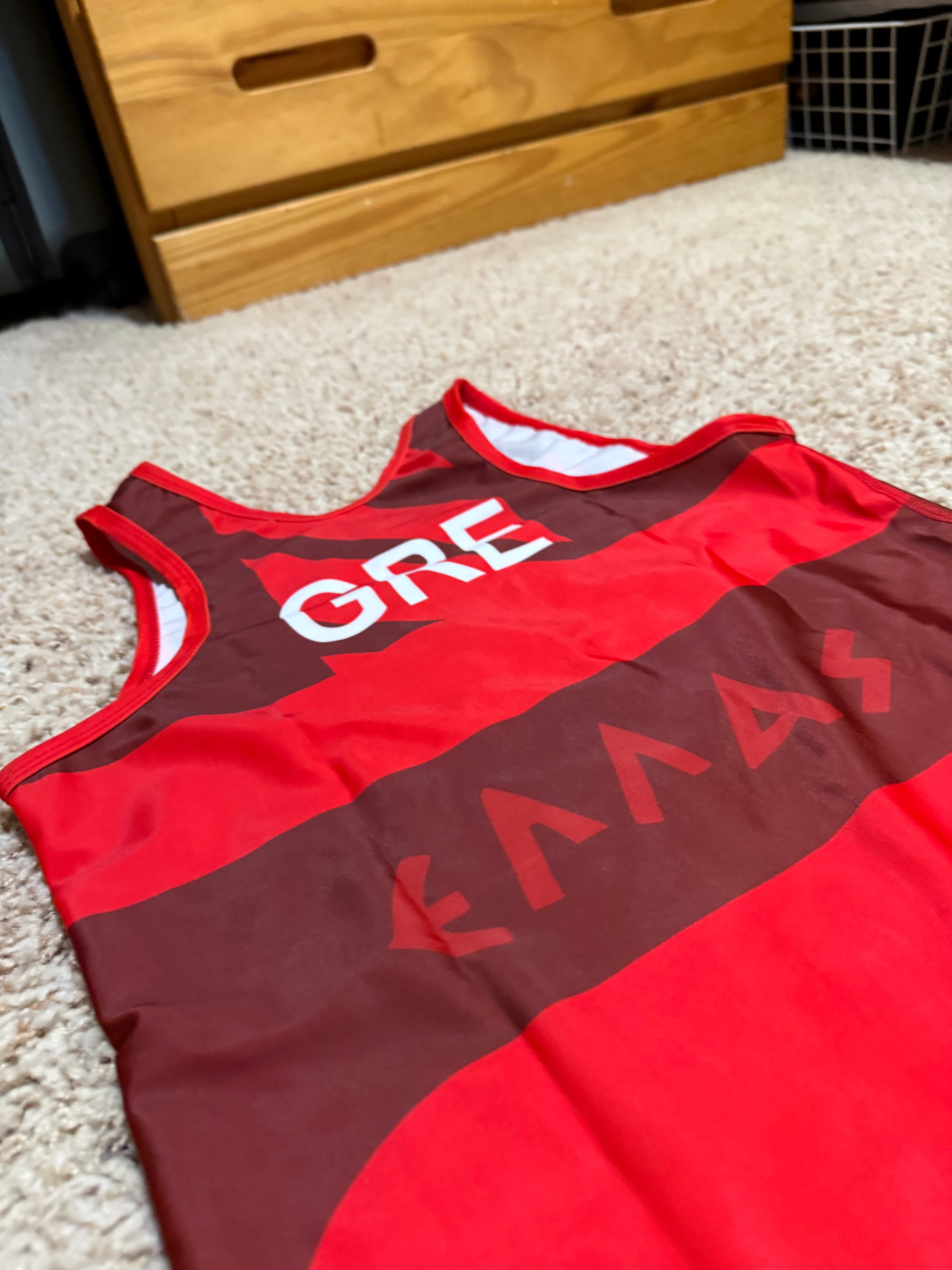Greece World Team Wrestling Singlet Red