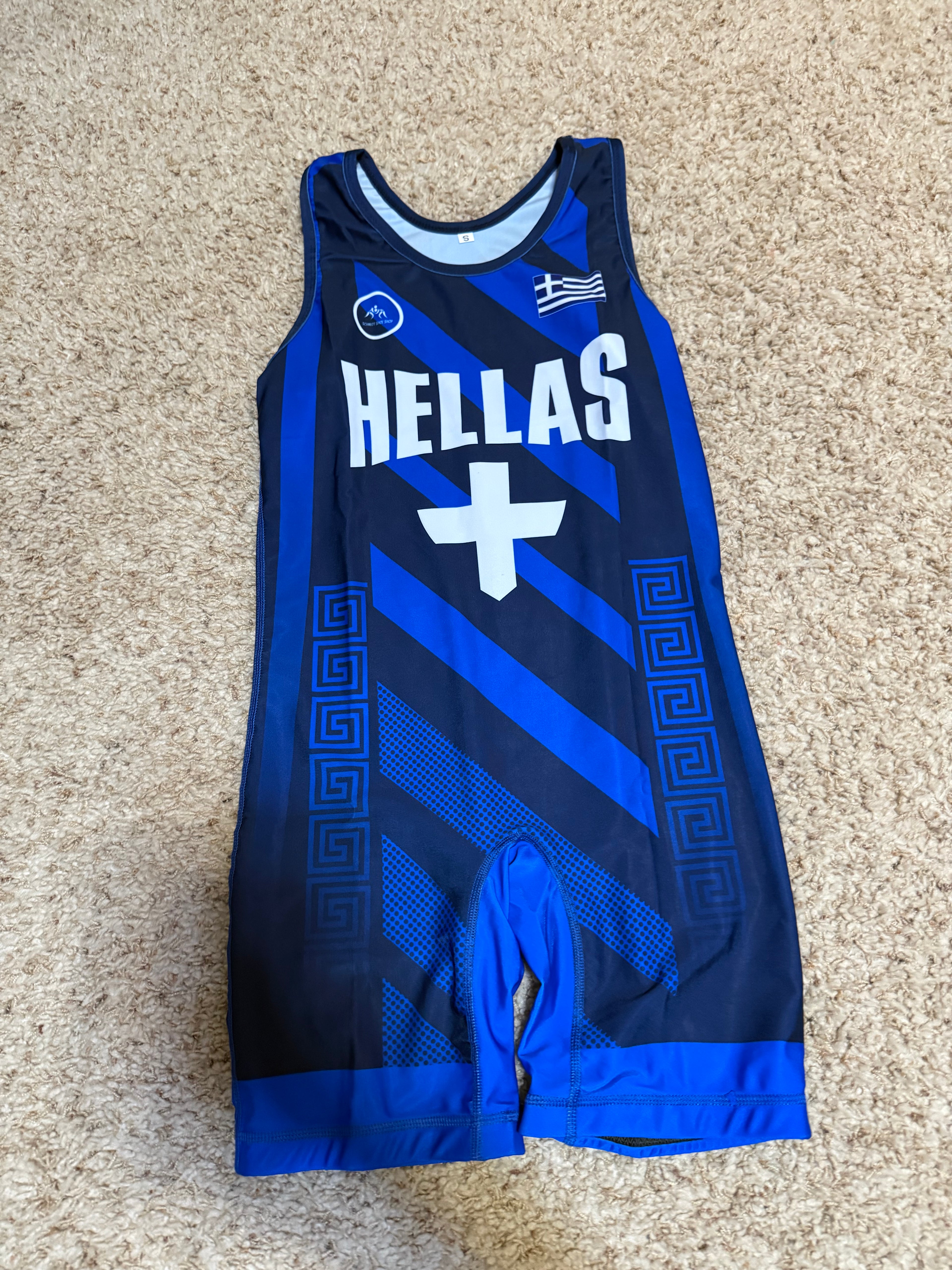 Greece World Team Wrestling Singlet Blue