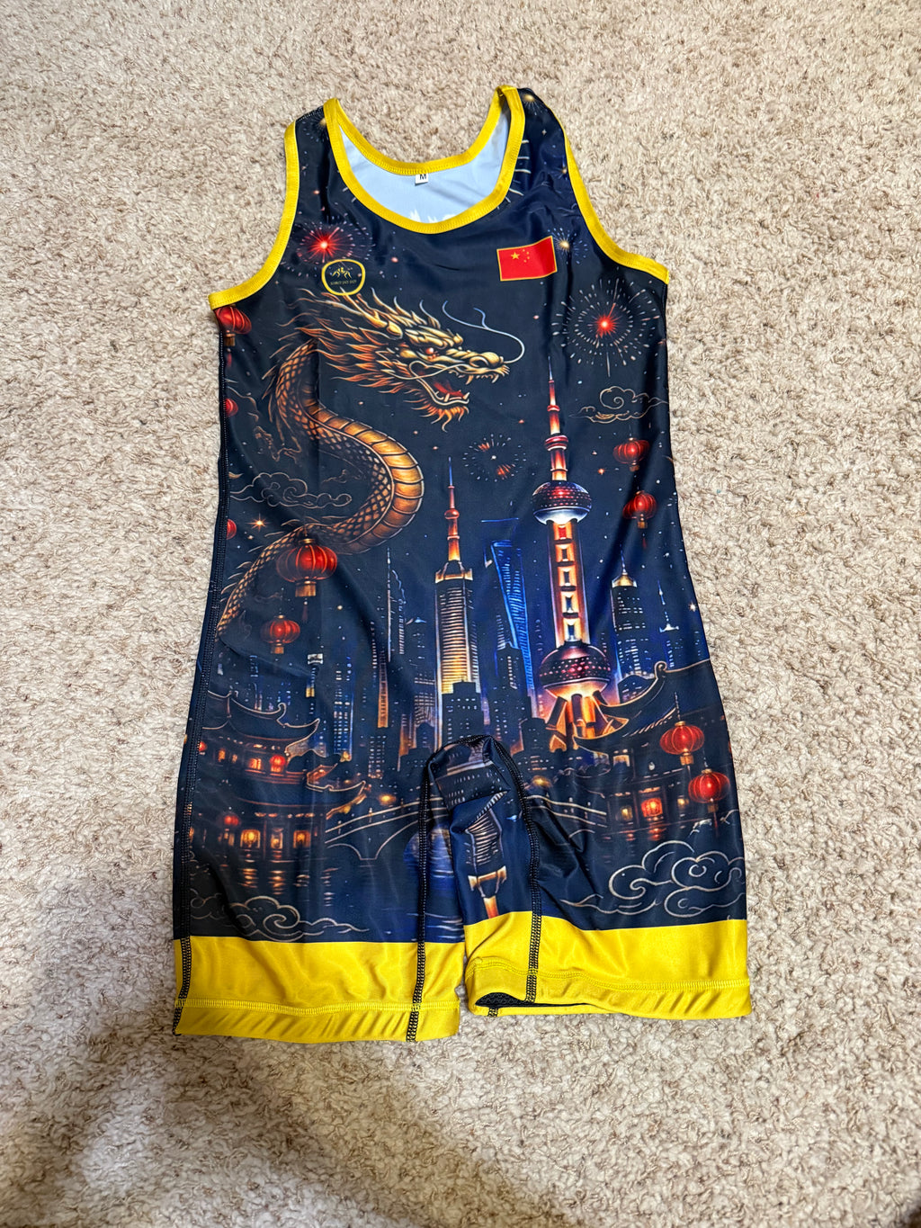 Custom Blue China Wrestling Singlet