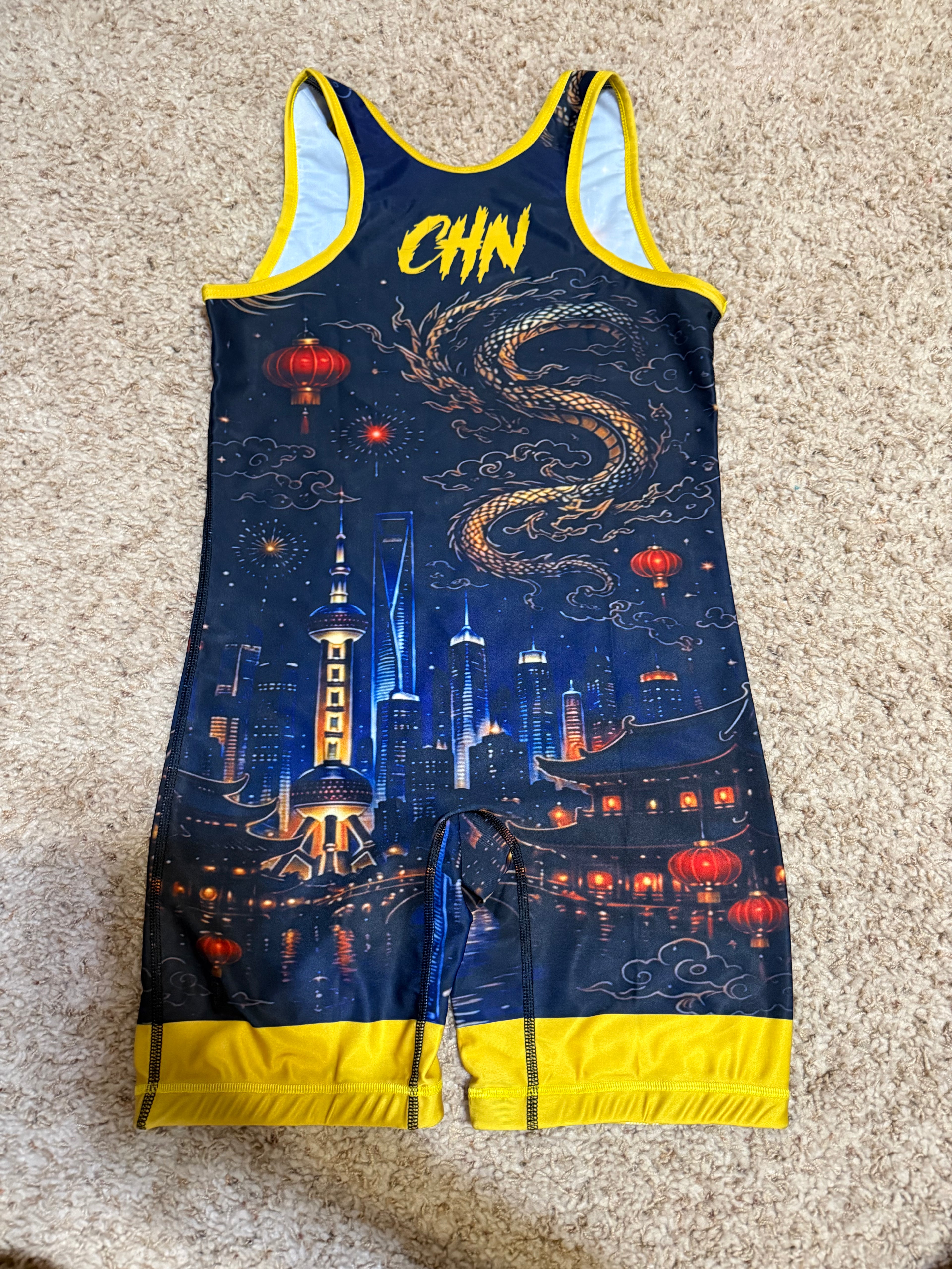 Custom Blue China Wrestling Singlet