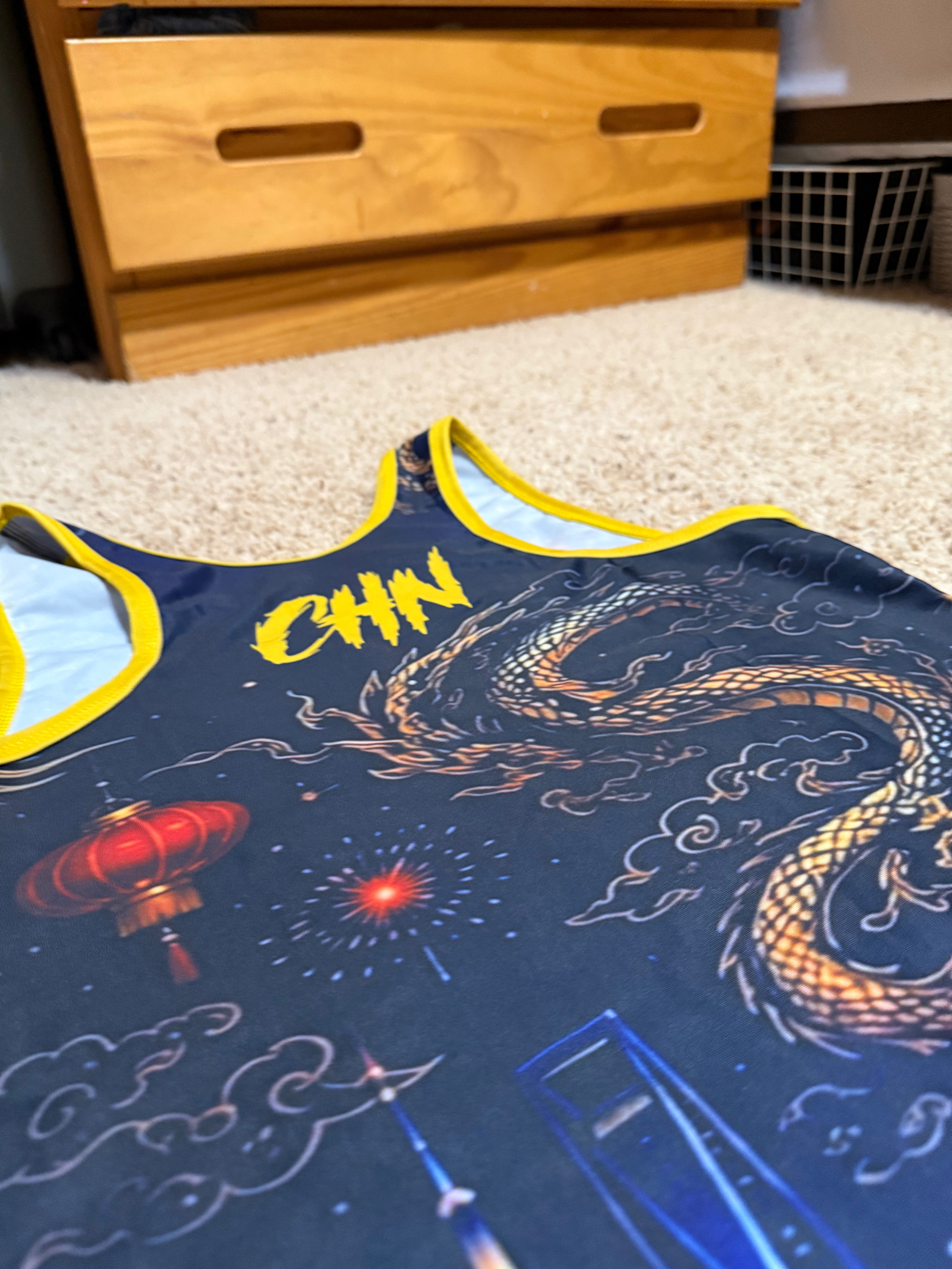 Custom Blue China Wrestling Singlet