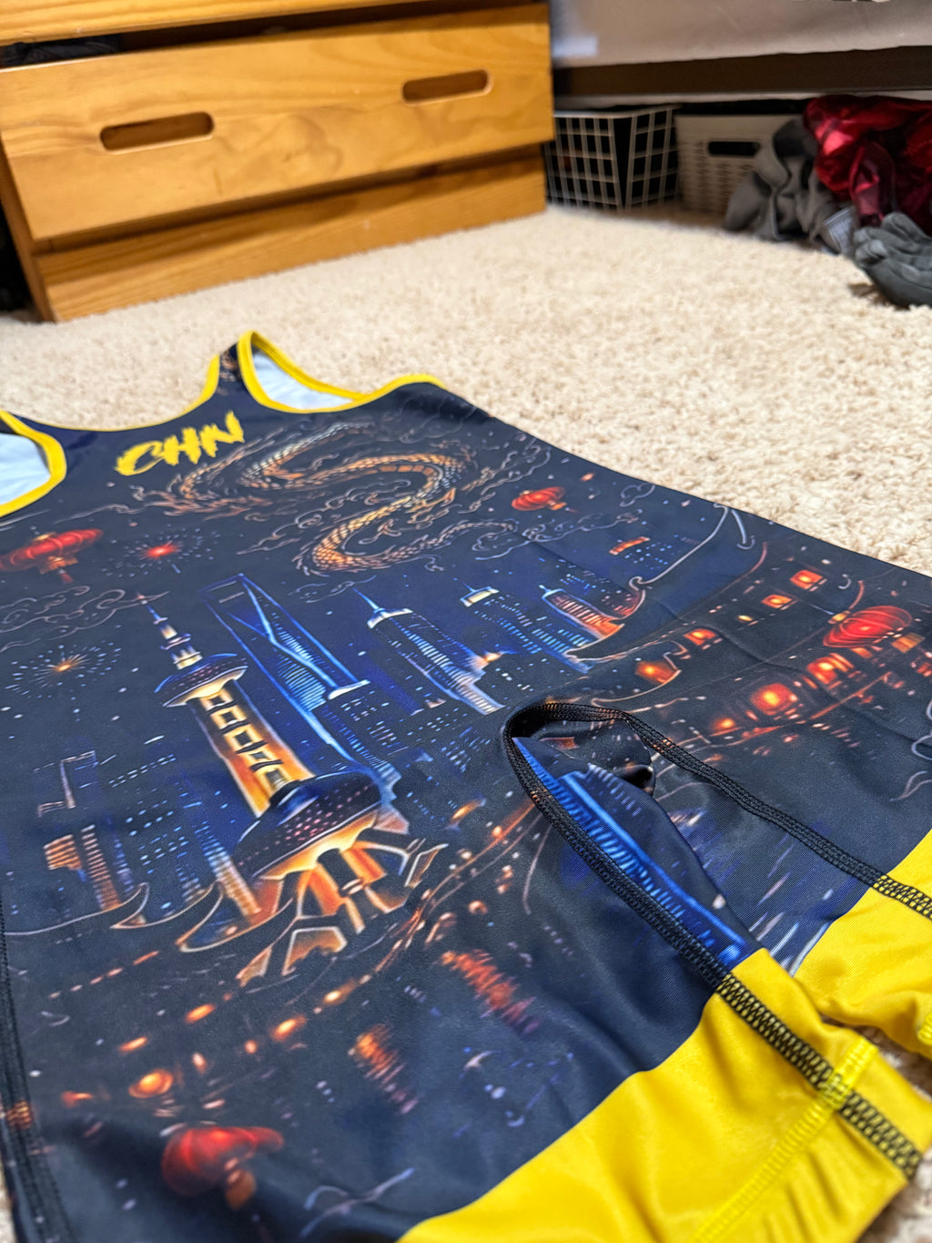Custom Blue China Wrestling Singlet