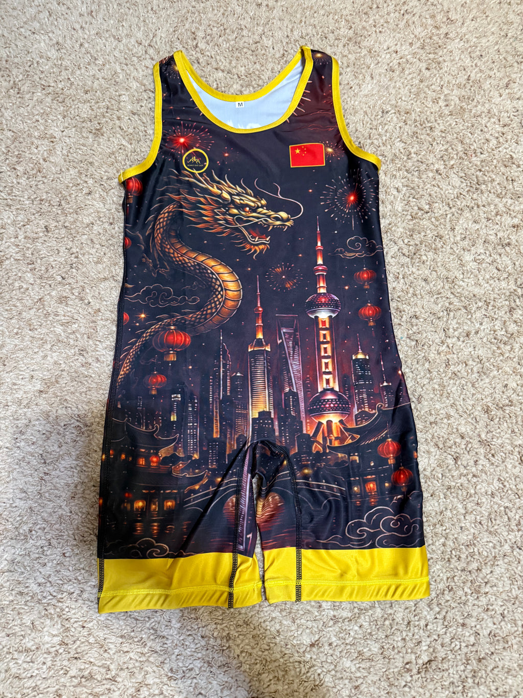 Custom Red China Wrestling Singlet