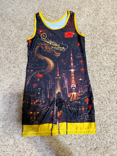 Custom Red China Wrestling Singlet