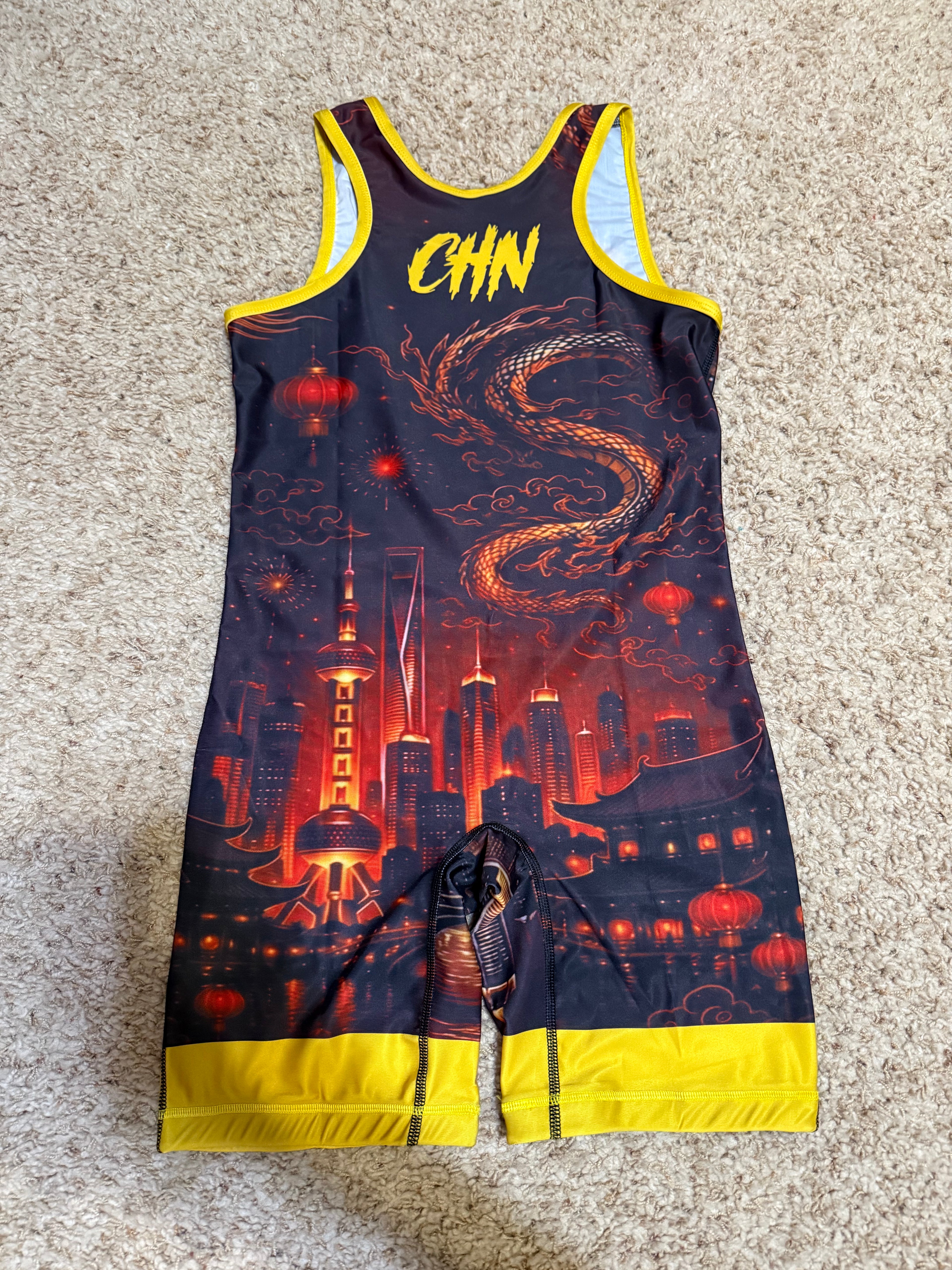 Custom Red China Wrestling Singlet