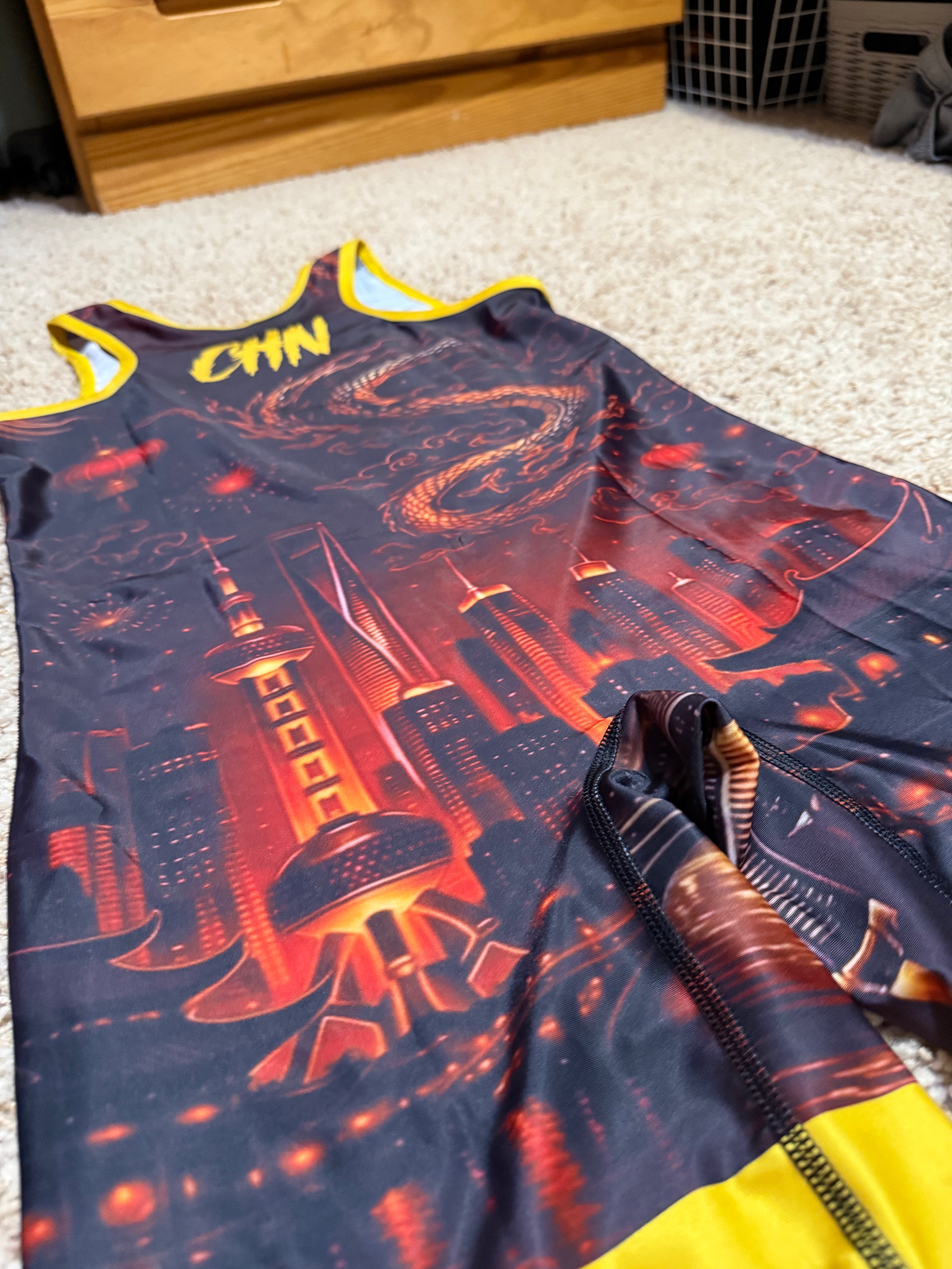 Custom Red China Wrestling Singlet