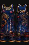 Custom Blue China Wrestling Singlet