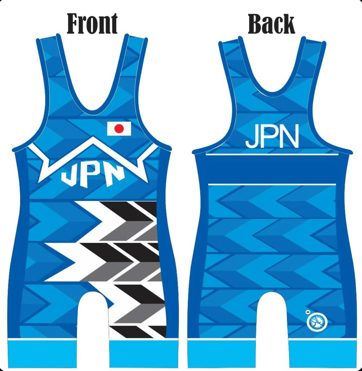 2024 Paris Olympic Team Japan World Team Wrestling Singlets Blue