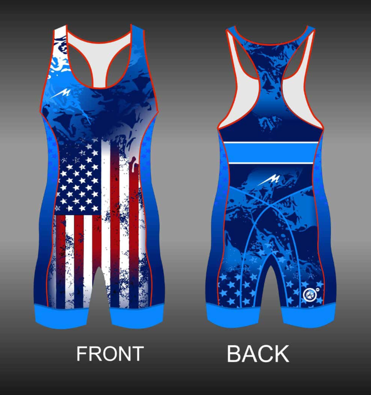 Merooj Custom USA Wrestling Singlet Blue